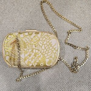 Lilly Pulitzer Gold and Cream Lace Clutch